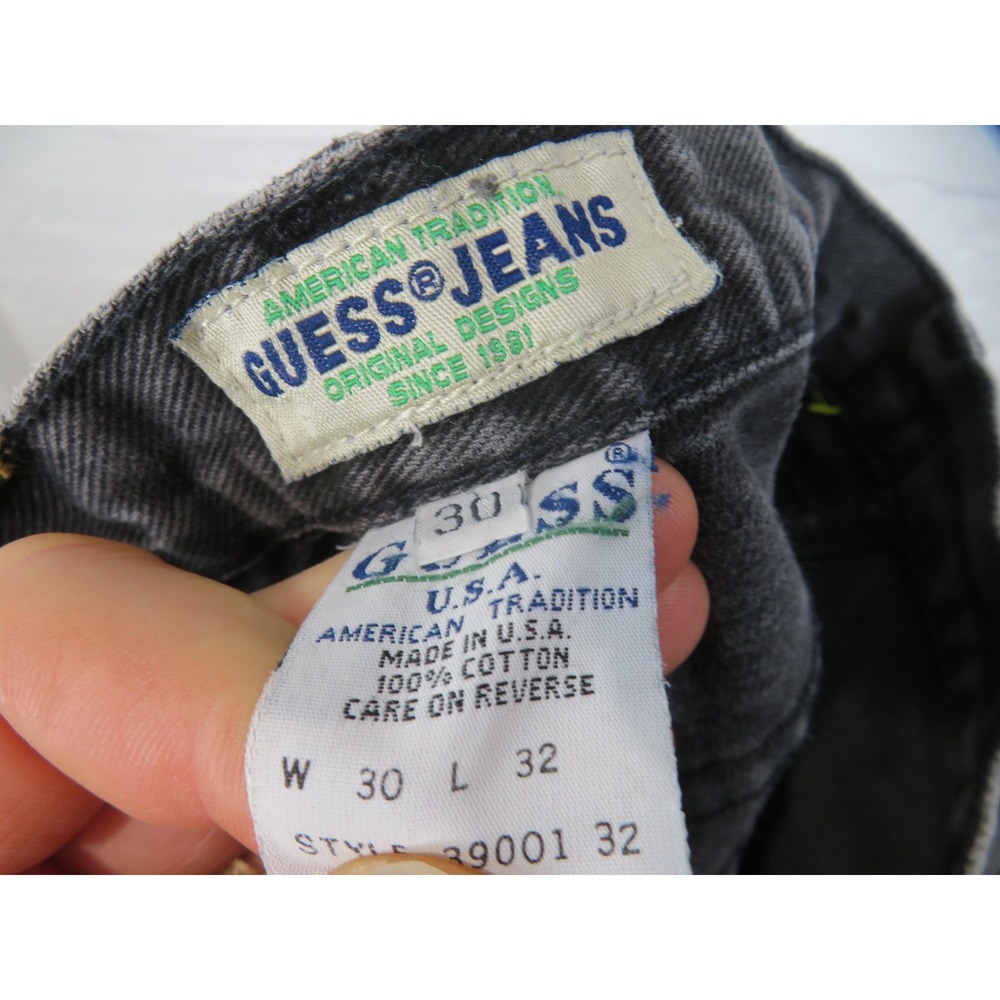 Vintage Guess Jeans Mens 30x32 Black Denim High Rise Tapered USA Made 80s - Picture 8 of 11
